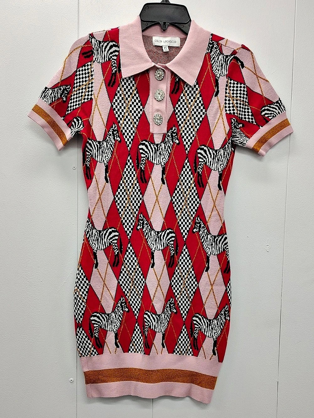 Anthropologie x Colin Locascio Zebra Sweater Dress Pink & Red Size XS